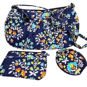 Vera Bradley Floral Chandelier Small Crossbody Top Zip With Coin Purse / Mirror